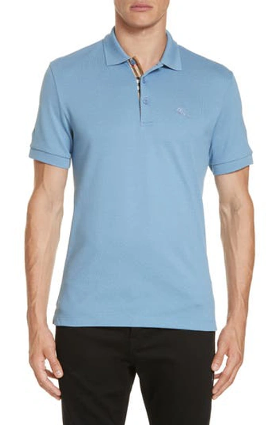 Burberry Hartford Checked Cotton Piqué Polo Shirt In Pale Blue