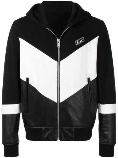 Givenchy Colour-blocked Cotton-jersey And Leather Hoody In Black
