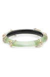 Alexis Bittar 10k Gold-plated & Crystal-encrusted Open Knot Hinge Bracelet In Green/gold