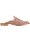 Gianvito Rossi Palau Velvet Flat Loafer Mule In Pastel Pink