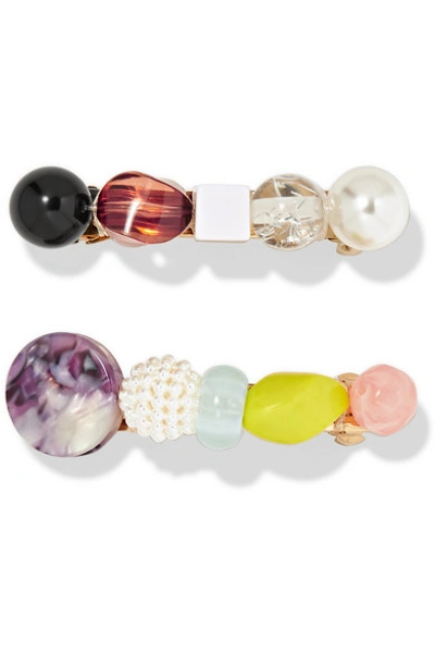 Valet Lulu Set Of Two Resin Hairclips In White