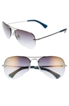 Ray Ban Highstreet 59mm Semi Rimless Aviator Sunglasses In Silver/ Silver Gradient