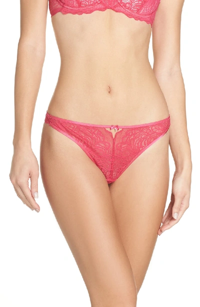 B.tempt'd By Wacoal B.tempted By Wacoal Undisclosed Lace Thong In Peacock Pink