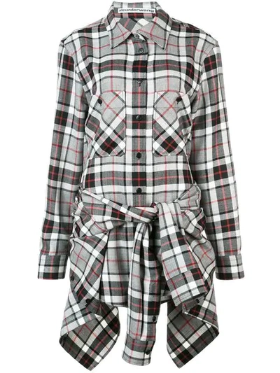Alexander Wang Tie Front Romper With Shirt Detail In Grey