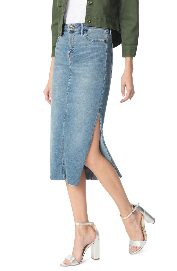 side slit denim skirt