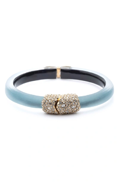 Alexis Bittar Crystal Encrusted Clasp Skinny Bangle In Montana Blue