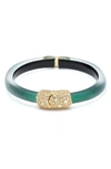 Alexis Bittar Crystal Encrusted Clasp Skinny Bangle In Black Forest