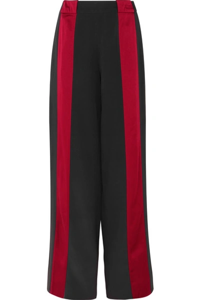 Marni Satin-stripe High-rise Crepe Trousers In Black