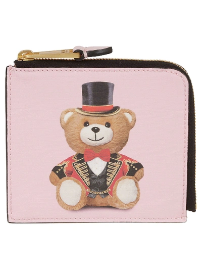 Moschino Teddy Bear Print Wallet In Rosa