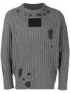 A-cold-wall* Logo Patch Distressed Sweater In Grey