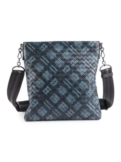 Bottega Veneta Dots Woven Leather Crossbody Bag In Blue