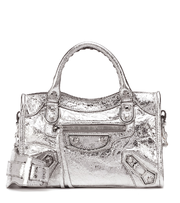 balenciaga mini city black silver