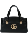 Gucci Large Gg Leather Top Handle Bag In Nero