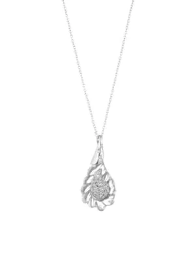 Alexis Bittar Crystal Encrusted Paisley Rope Pendant Necklace In Silver