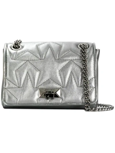 Jimmy Choo Helia Shoulder Bag/s Anthracite Star Matelassé Metallic Nappa Shoulder Bag With Chain Strap In Silver