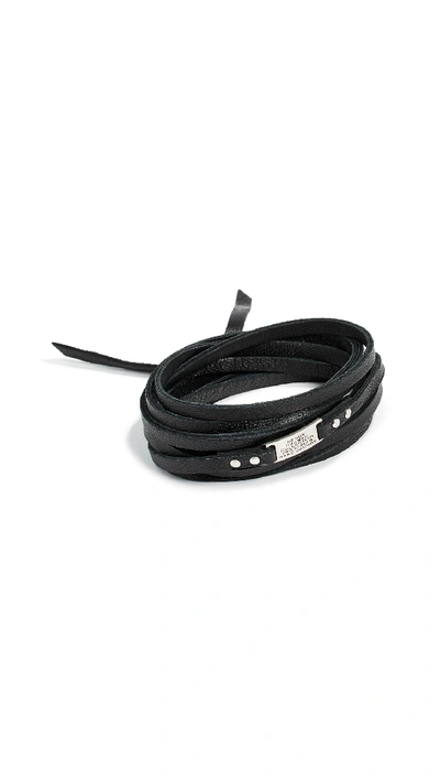 Marc Jacobs Leather Wrap Bracelet In Black