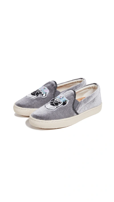 Soludos Flower Pug Slip On Sneakers In Gray