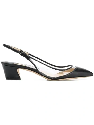 Jimmy Choo Gemma 40 Black Nappa And Clear Plexi Sling Back Pumps