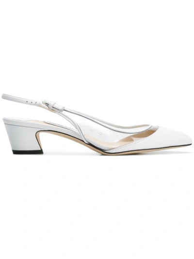 Jimmy Choo Gemma 40 White Nappa And Clear Plexi Sling Back Pumps