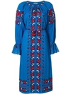 Ulla Johnson Filia Embroidered Cotton-gauze Midi Dress In Bright Blue