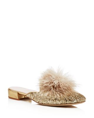 kate spade gold mules