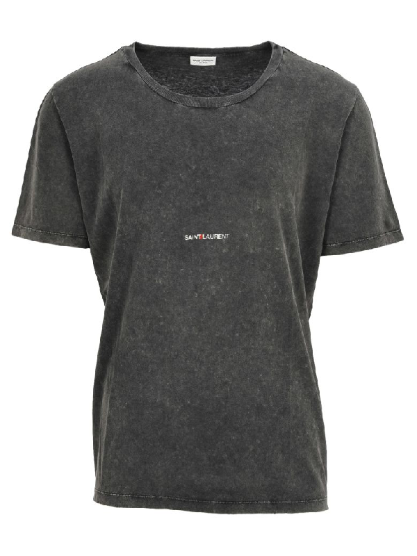 Saint Laurent Classic Logo T-shirt In Washed Black | ModeSens