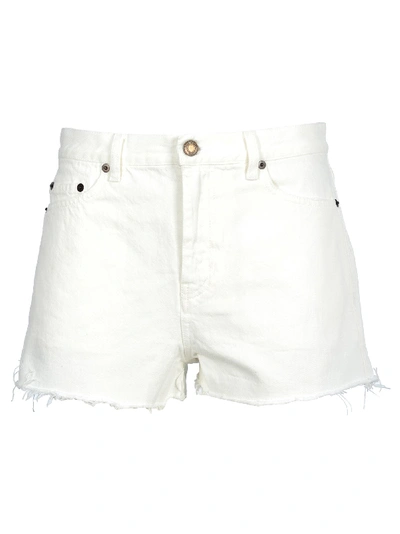 Saint Laurent Denim Shorts In White