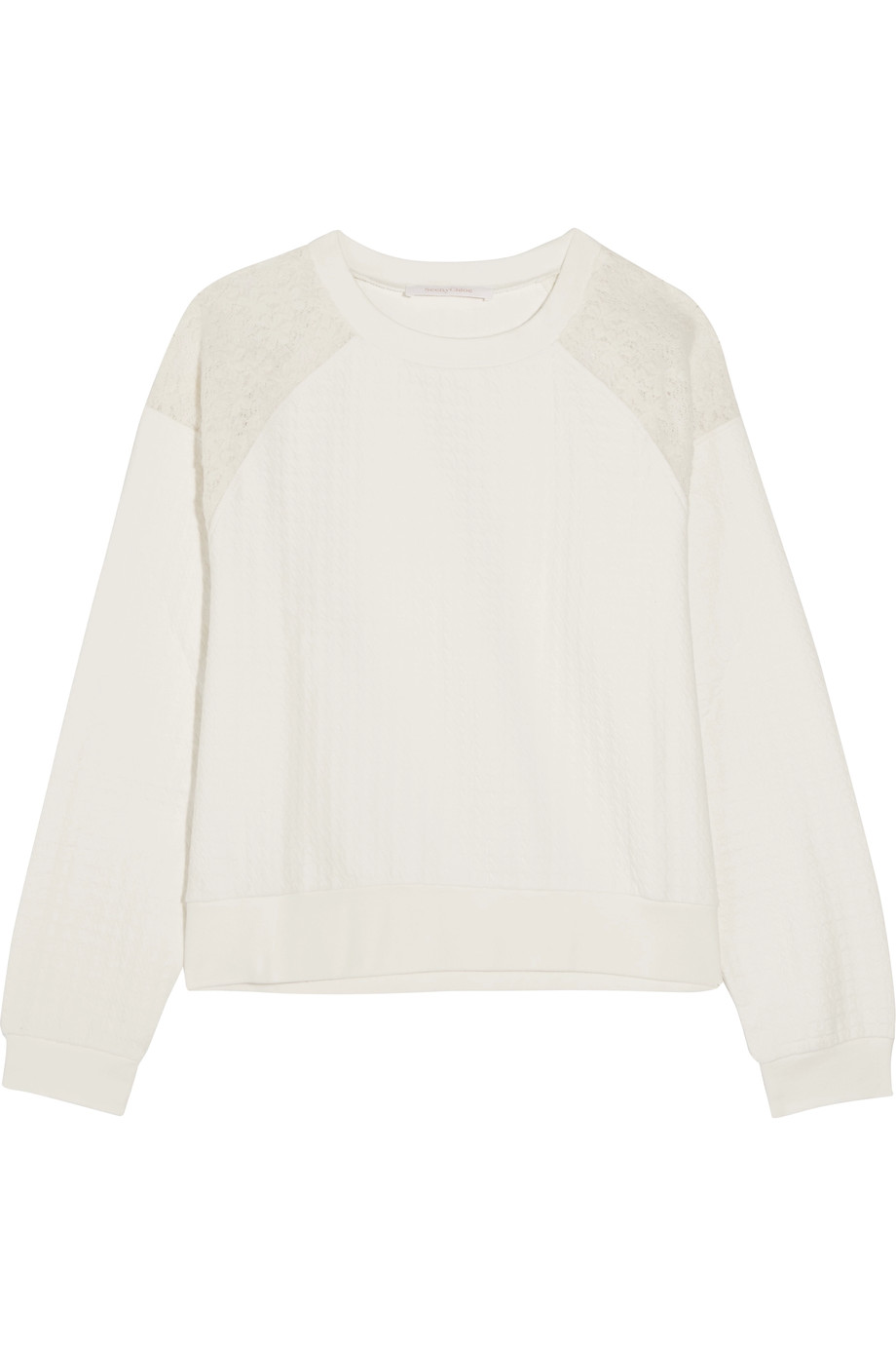 See By Chloé Lace-paneled Matelassé Cotton-blend Sweater | ModeSens