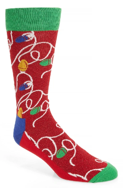 Happy Socks Holiday Lights Socks In Red