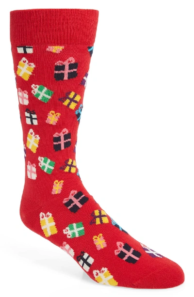 Happy Socks Gift Pattern Socks In Red