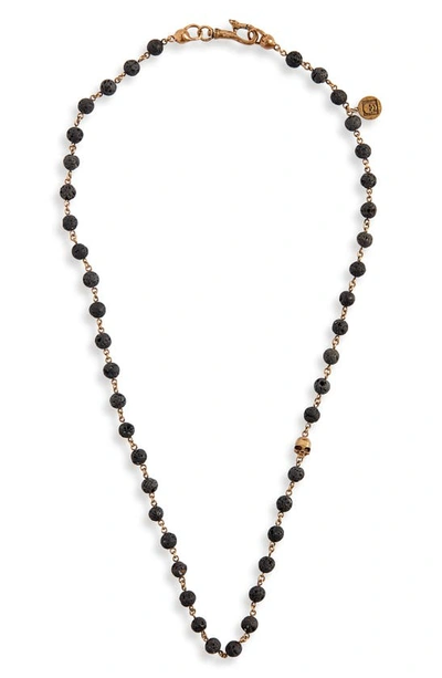 John Varvatos Stone Bead Necklace In Black/gold