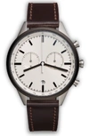 Uniform Wares C-line Chronograph Leather Strap Watch, 41mm In Grey/ Brown