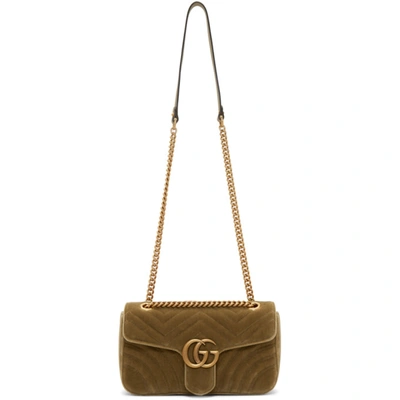 Gucci Tan Velvet Small Gg Marmont 2.0 Bag In 2807 Tan