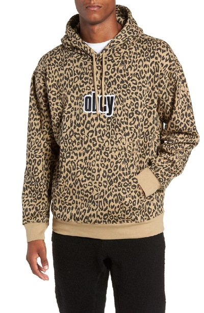 Obey Gusto Hooded Sweatshirt In Khaki Leopard