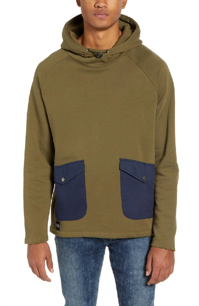 Native Youth Patch Pocket Pullover Hoodie In Olive