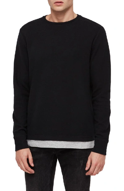 Allsaints Luge Solid Long Sleeve T-shirt In Black