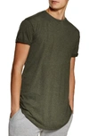 Topman Scotty Longline Slim Fit T-shirt In Olive
