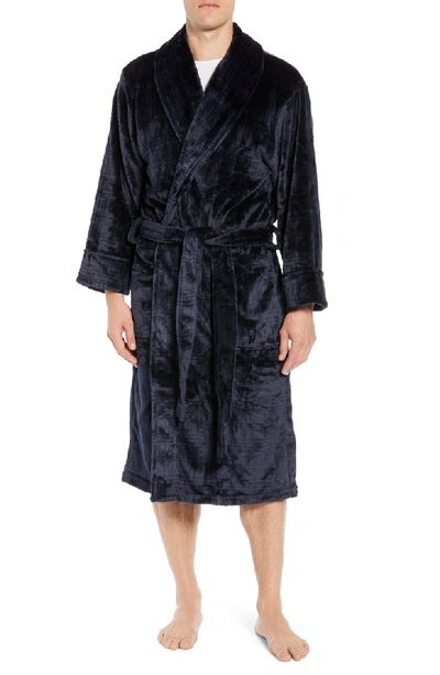 Daniel Buchler Plaid Plush Jacquard Robe In Midnight