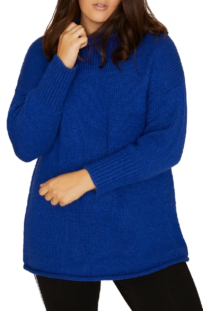 Sanctuary Supersized Curl Up Sweater In Electric Blue