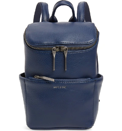 Matt & Nat Mini Brave Faux Leather Backpack - Blue In Allure