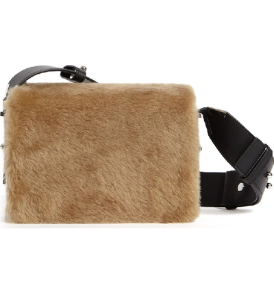 Allsaints Versailles Leather & Genuine Shearling Shoulder Bag - Brown In Camel