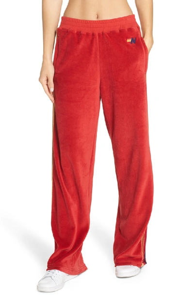 CLASSIC VELVET SWEATPANTS - RED - Aviator Nation