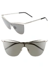 Saint Laurent 134mm Cat Eye Shield Sunglasses - Silver/ Grey