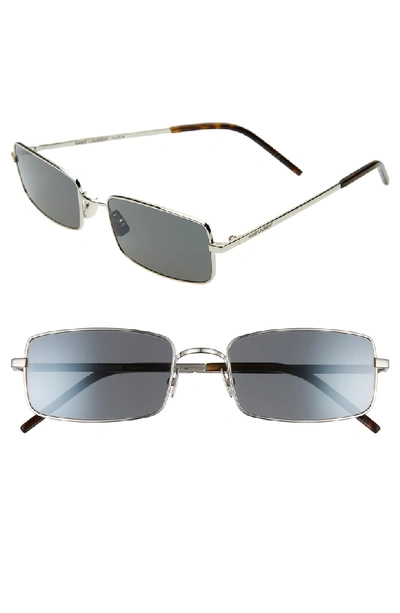 Saint Laurent 56mm Rectangle Sunglasses - Silver/ Grey