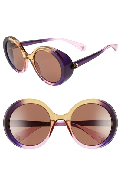 Gucci 53mm Round Sunglasses In Sage Gradient/ Lila Gradient