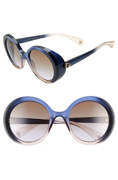 Gucci 53mm Round Sunglasses - Blue Gradient/ Pink Gradient