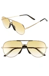 Gucci 60mm Metal Aviator Sunglasses - Gold/ Black W/ Yellow Gradient