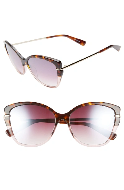 Longchamp Heritage 57mm Butterfly Sunglasses In Pink Tortoise