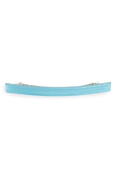 France Luxe Long Grooved Skinny Barrette In Aqua
