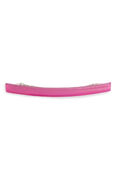 France Luxe Long Grooved Skinny Barrette In Fuchsia